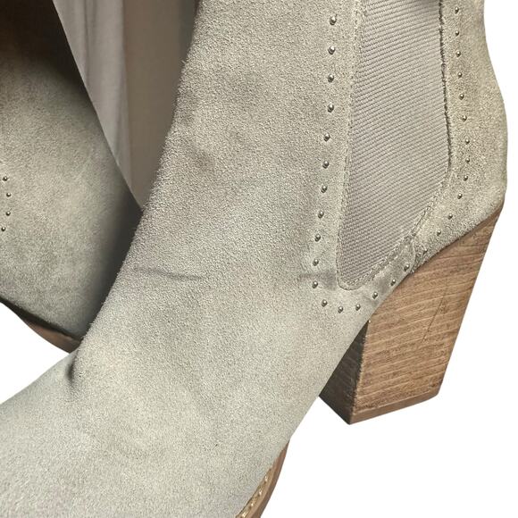 Marc Fisher Beige Suede Studded Pointed Toe Ankle Boots - Picture 11 of 11